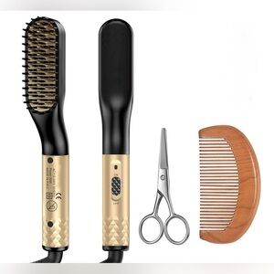 NWT Sealed- Gold Hair/beard,  Straightening Brush W/Comb and scissors
